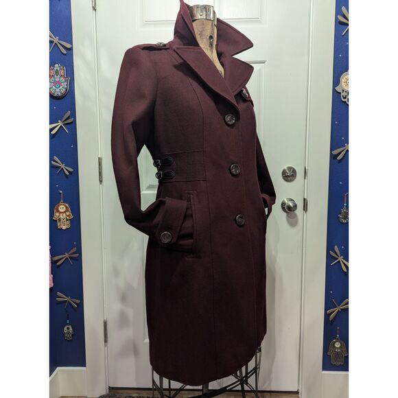 Kenneth Cole Women’s 10 Long Wool Dress Coat A-Line Fit & Flare Buckle Detail Me - Picture 6 of 16